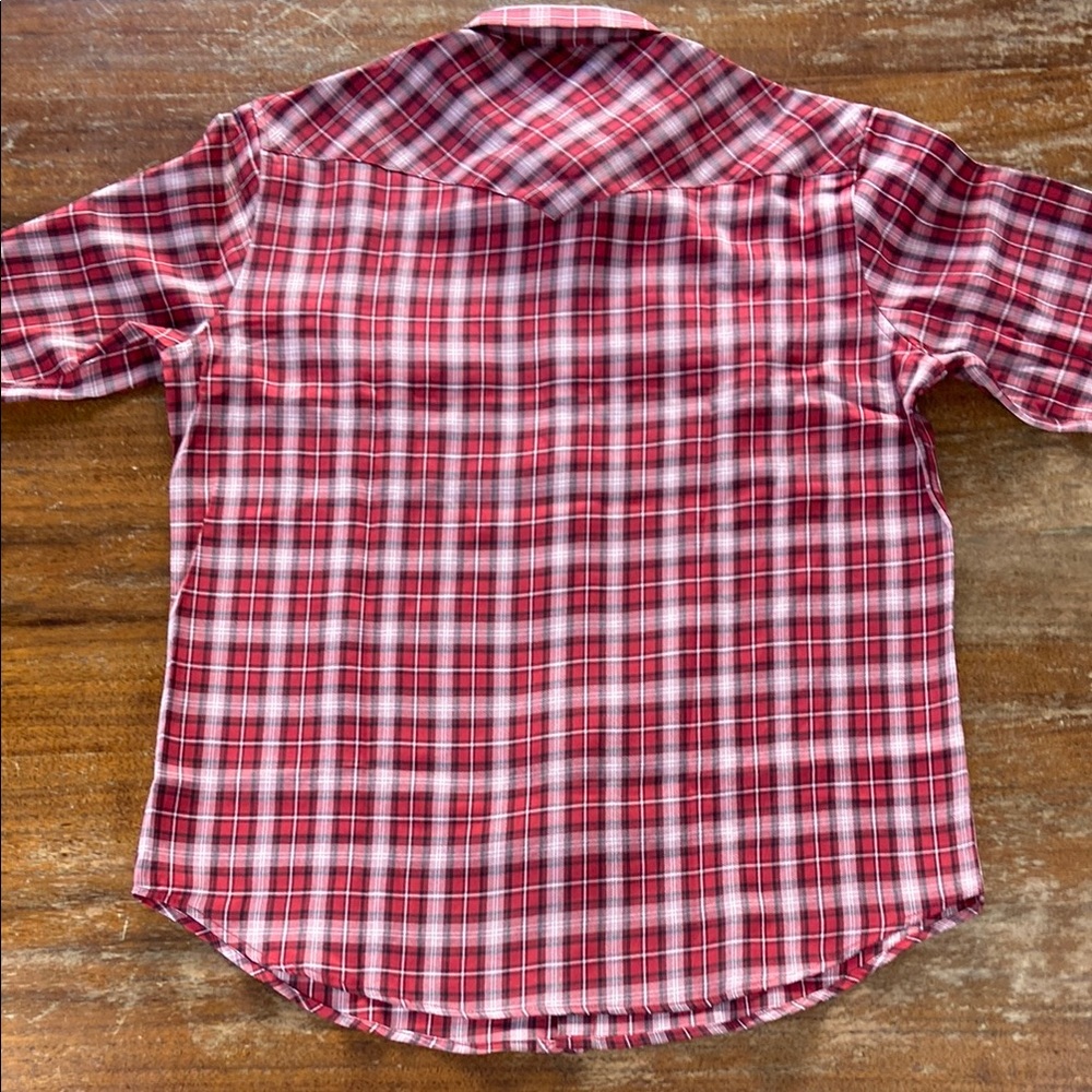 NEW NWT Coofandy Red White Plaid Western Button Down Shirt Men’s Large L - Picture 8 of 9